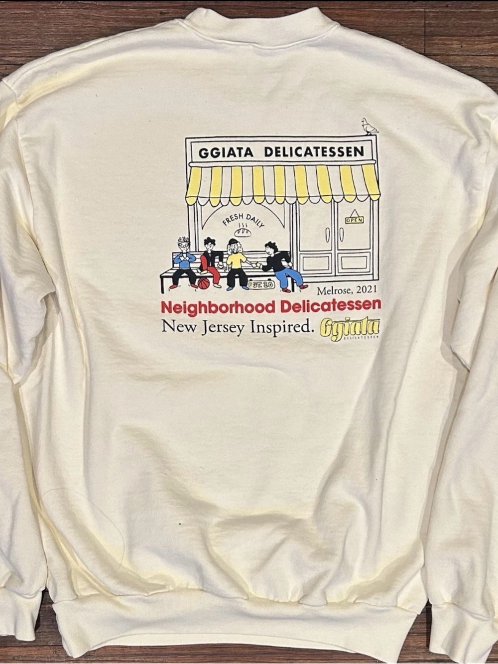 Madhappy Women’s Size Large Cream Ggiata New Jersey Crewneck Sweater Ivory
